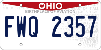 OH license plate FWQ2357