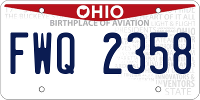 OH license plate FWQ2358