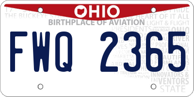 OH license plate FWQ2365