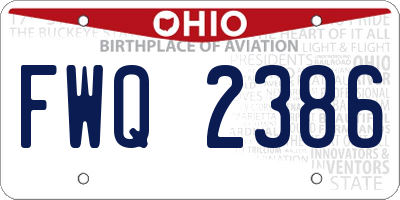 OH license plate FWQ2386