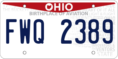 OH license plate FWQ2389