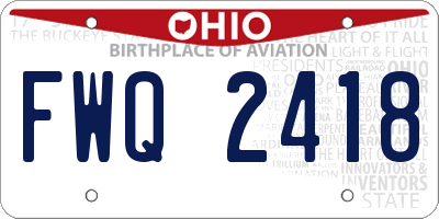 OH license plate FWQ2418