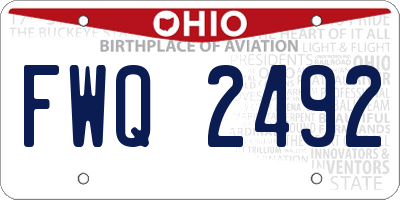 OH license plate FWQ2492