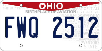OH license plate FWQ2512