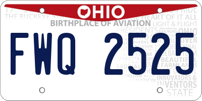 OH license plate FWQ2525