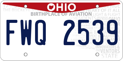 OH license plate FWQ2539