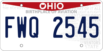 OH license plate FWQ2545