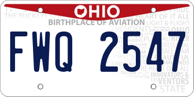 OH license plate FWQ2547