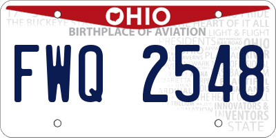 OH license plate FWQ2548