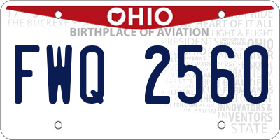 OH license plate FWQ2560