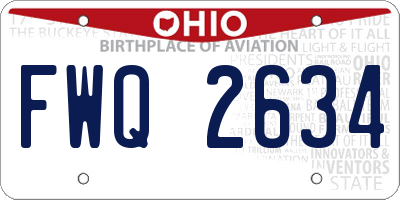 OH license plate FWQ2634