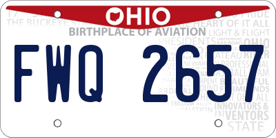 OH license plate FWQ2657