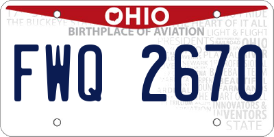 OH license plate FWQ2670
