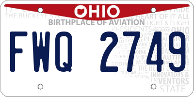 OH license plate FWQ2749