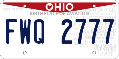 OH license plate FWQ2777