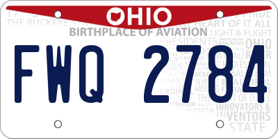 OH license plate FWQ2784