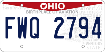 OH license plate FWQ2794