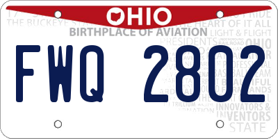 OH license plate FWQ2802