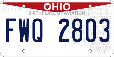 OH license plate FWQ2803