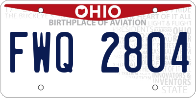 OH license plate FWQ2804