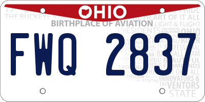 OH license plate FWQ2837