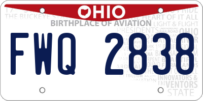 OH license plate FWQ2838