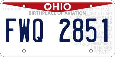 OH license plate FWQ2851