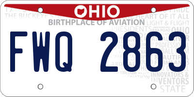 OH license plate FWQ2863