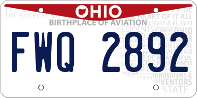 OH license plate FWQ2892