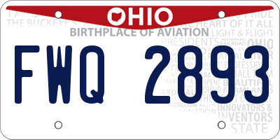 OH license plate FWQ2893