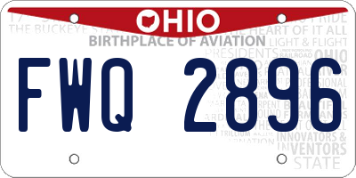 OH license plate FWQ2896