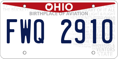 OH license plate FWQ2910