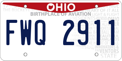 OH license plate FWQ2911