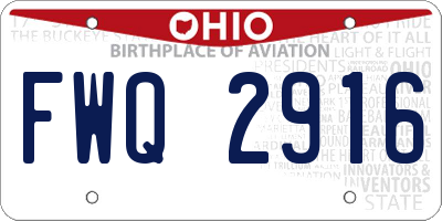 OH license plate FWQ2916