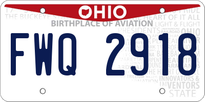 OH license plate FWQ2918