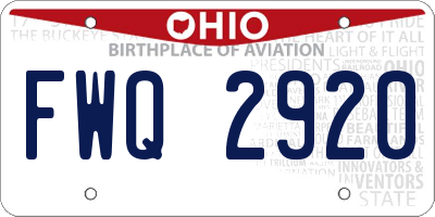 OH license plate FWQ2920