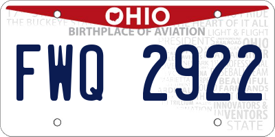 OH license plate FWQ2922