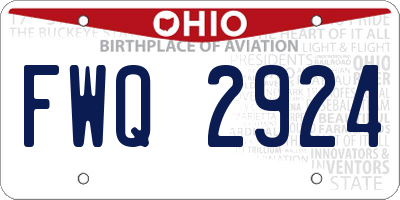 OH license plate FWQ2924