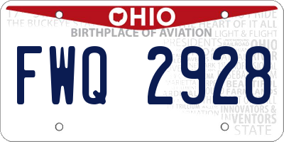 OH license plate FWQ2928