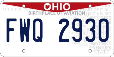 OH license plate FWQ2930