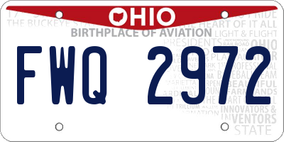 OH license plate FWQ2972