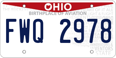 OH license plate FWQ2978