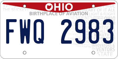 OH license plate FWQ2983