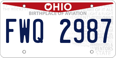 OH license plate FWQ2987