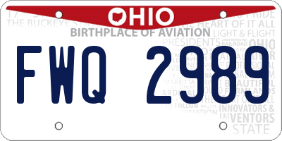 OH license plate FWQ2989