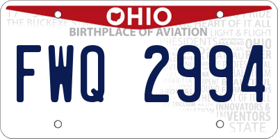 OH license plate FWQ2994