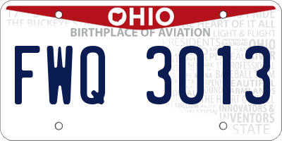 OH license plate FWQ3013