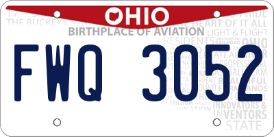 OH license plate FWQ3052