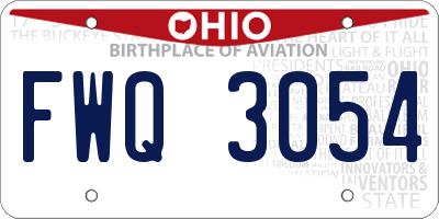 OH license plate FWQ3054