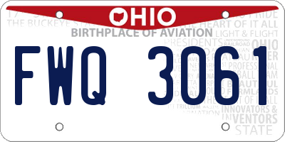 OH license plate FWQ3061
